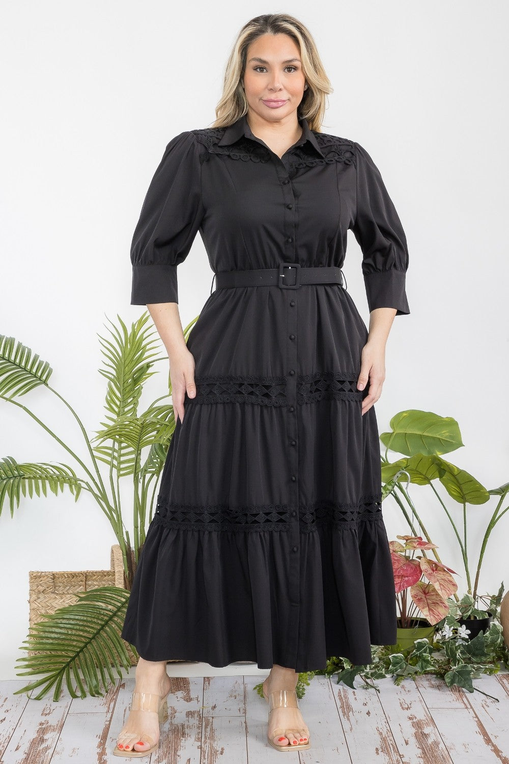Curvy Button-Down Maxi Dress