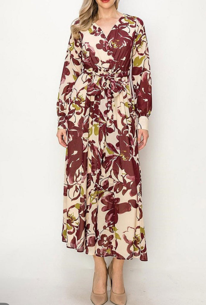 Floral Elegance Long Sleeve Surplice Maxi Dress | Jessica's Most Modest Floral Elegance Long Sleeve Surplice Maxi Dress | Jessica's Most Modest
